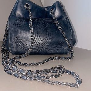Chanel leather black cross body handbag